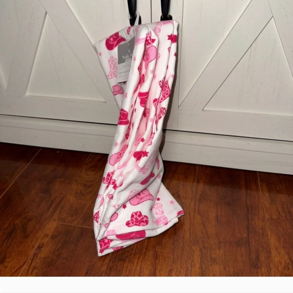 Pink cow girl kitchen towels